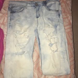 Bleached ripped jeans